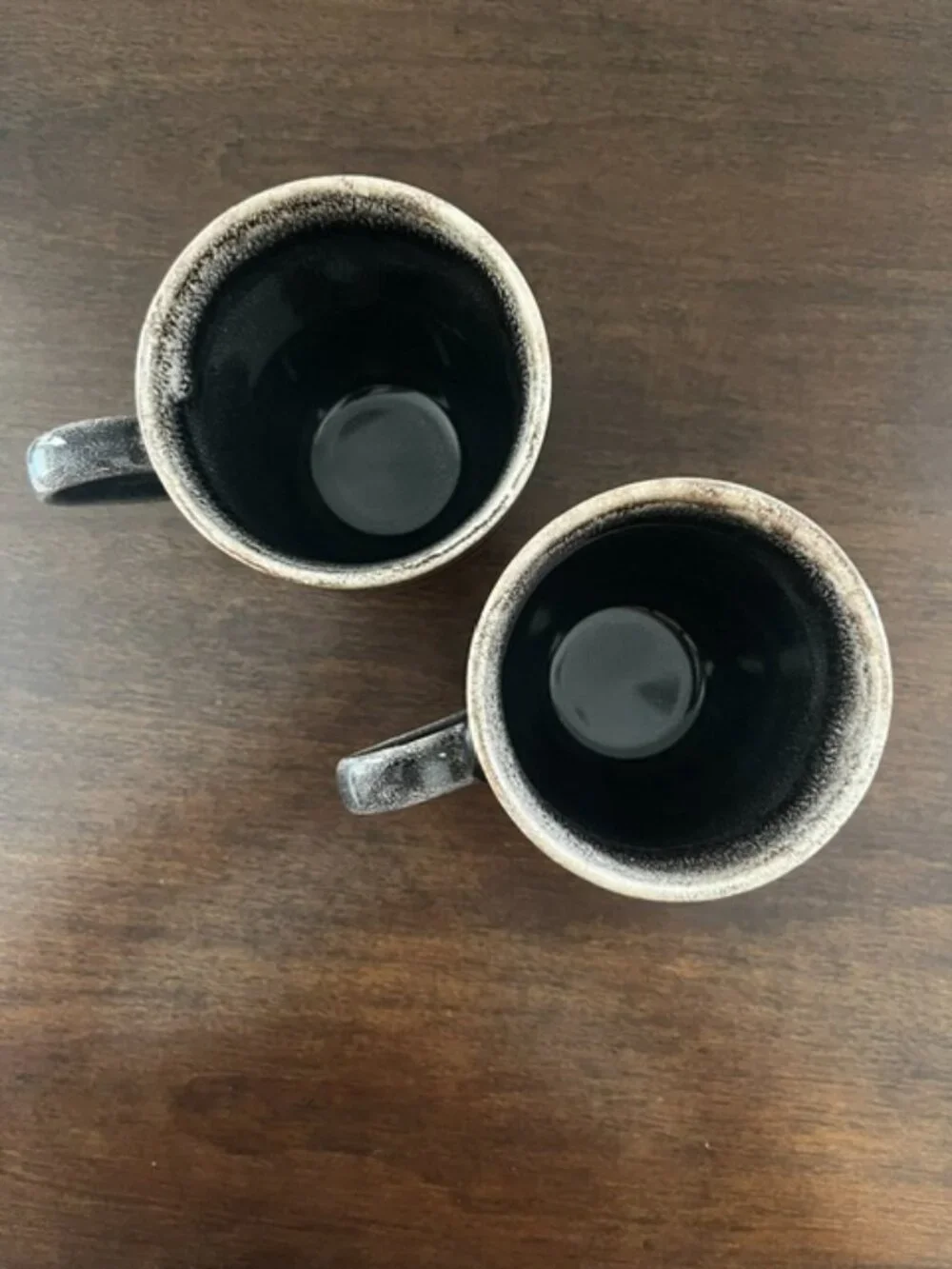 Pier One Coffee Mugs Hand Painted Stoneware - Set of 2